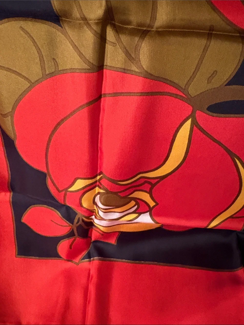 Red Floral Silk Scarf